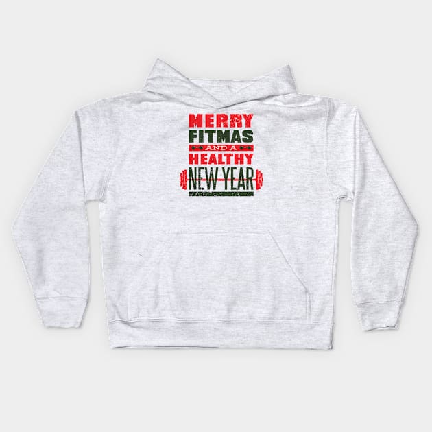 Merry Fitmas Quote Kids Hoodie by Safdesignx